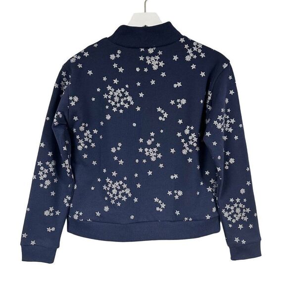 Crewcuts Navy Star Sweatshirt Silver Glitter Stars Girls Size XL - Picture 3 of 6
